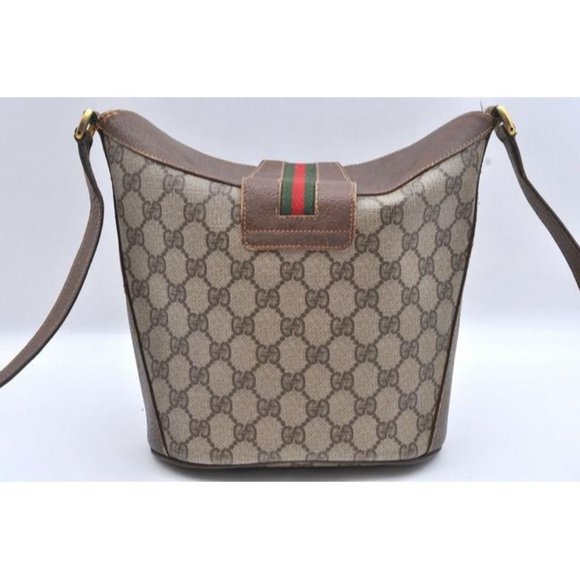 Gucci Accessory Col brown Guccissima print bucket bag w stripe - Picture 4 of 10